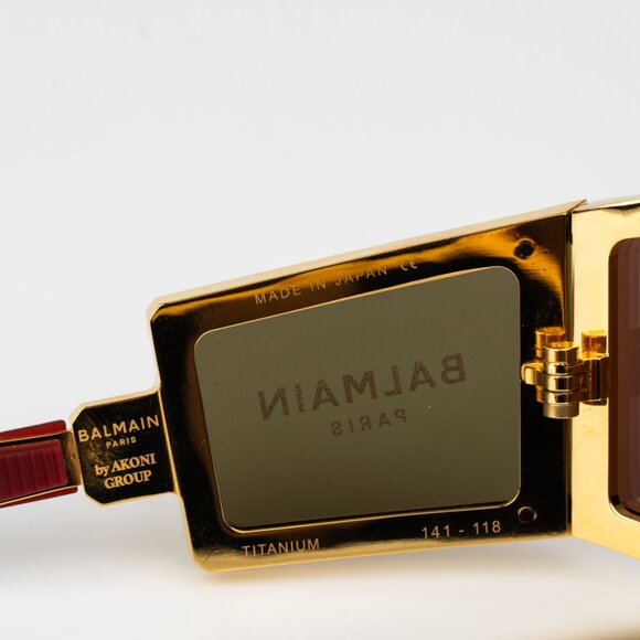 Balmain Women Sunglasses Titanium Gold Red Brown Mirror Mask FLECHE BPS-138C-141 - Picture 8 of 13